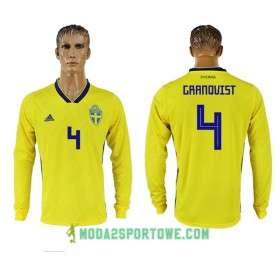 Koszulka Szwecja Granqvist 4 Mistrzostwa Świata 2018 Domowe Stroje Piłkarskie Długi Rękaw